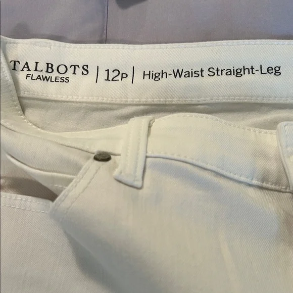 Talbots flawless high waist straight leg Women's White Jeans size 12P - Picture 6 of 7